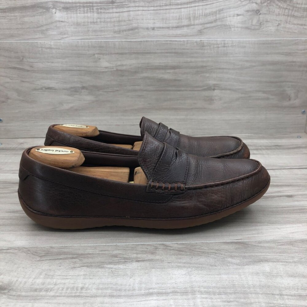 Cole Haan Driving Loafers Mens 10M Moto Grand Os Brown Leather Slip On Shoes